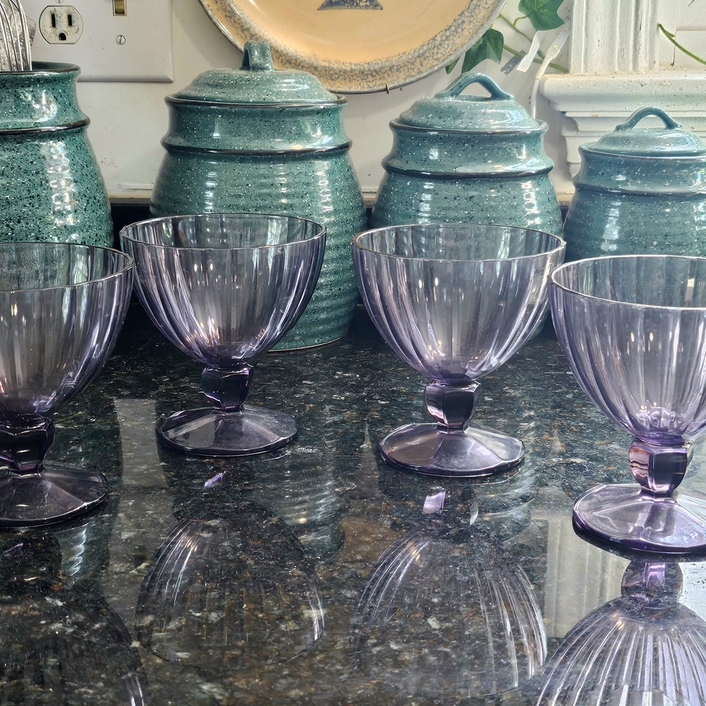 Cristal D'Arques Amythest Smoky Glass Ice Cream/Sundae Dishes set!